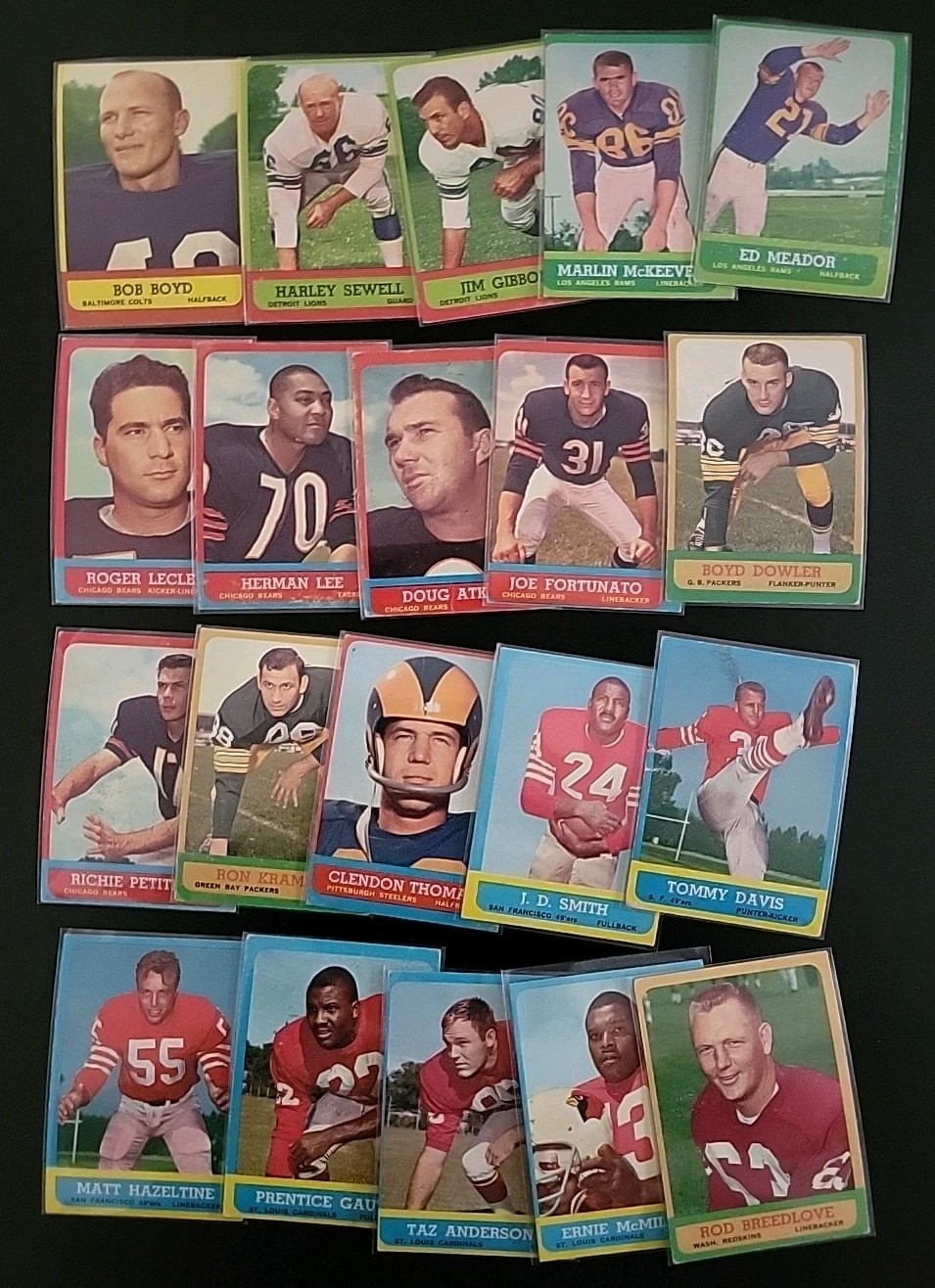 1963 Topps Football Starter Lot – 20 Vintage FB Cards – W/ Bob Boyd and More