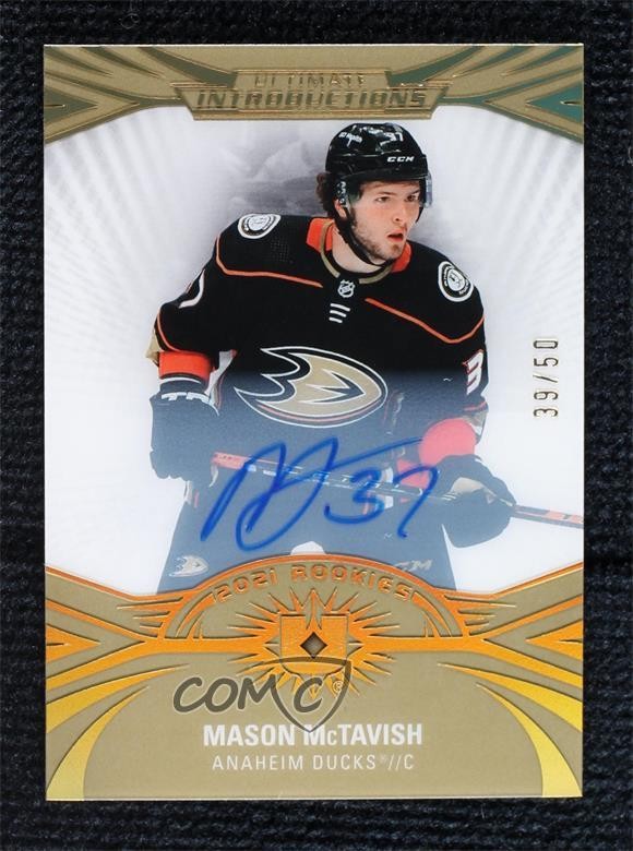 2021 Upper Deck Ultimate Collection Gold 39/50 Mason McTavish Rookie Auto RC o0w