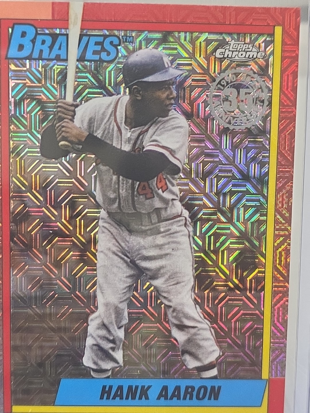 HANK AARON 2025 Topps Update 1990 Topps Chrome Silver Pack Mojo #U90C-46