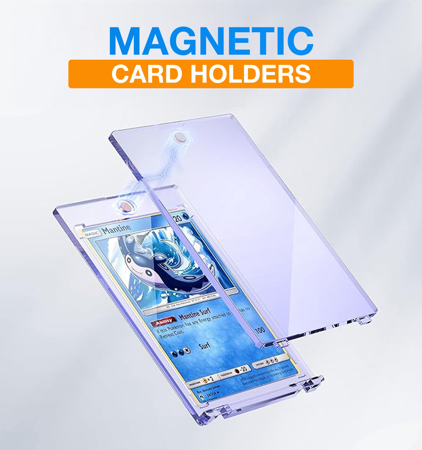 100 Pack Magnetic Trading Sports Card Holders 75pt One-Touch Hard UV Protection