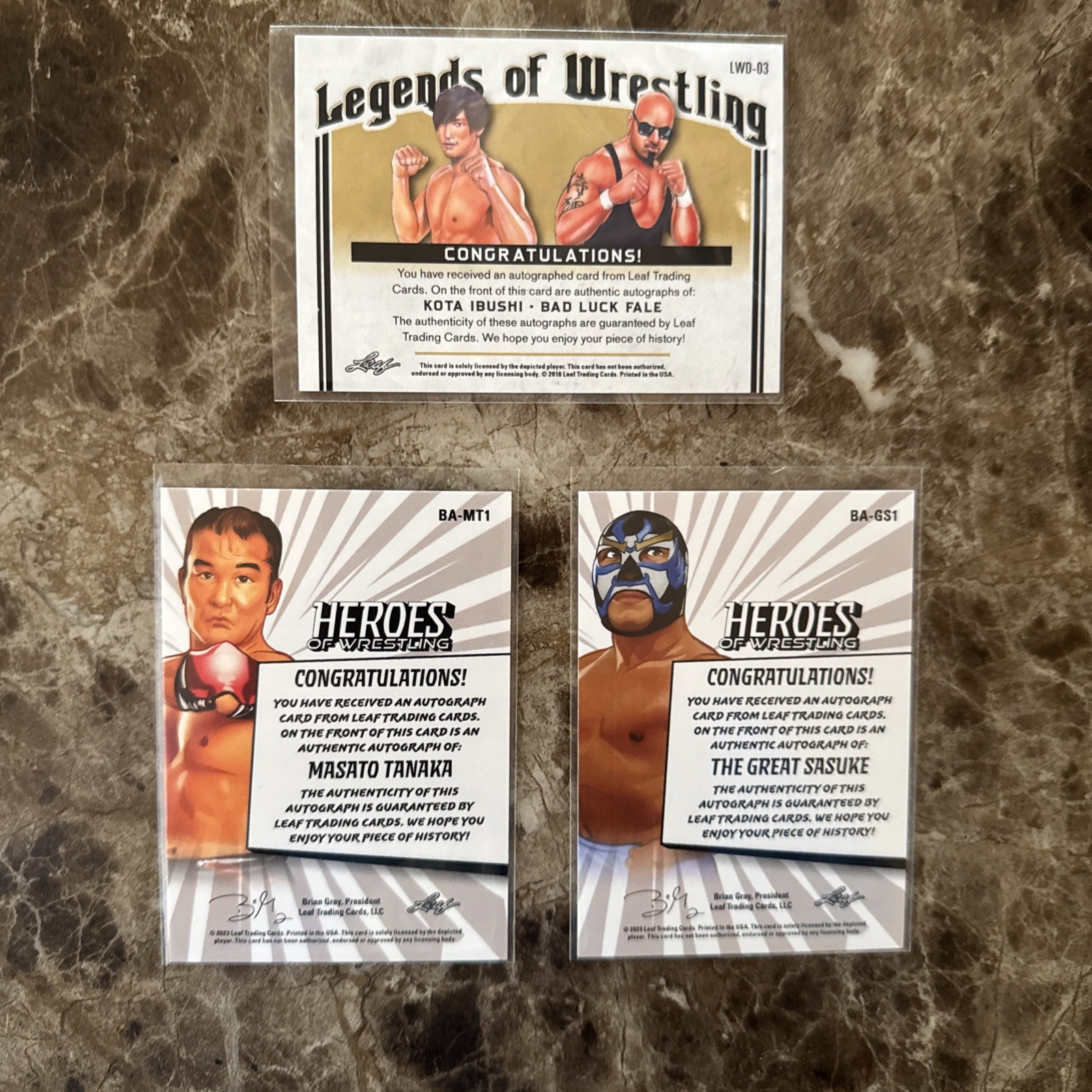 Leaf Heroes Of Wrestling 3 Card Auto Lot Kota Ibushi Great Sasuke Masato Tanaka!