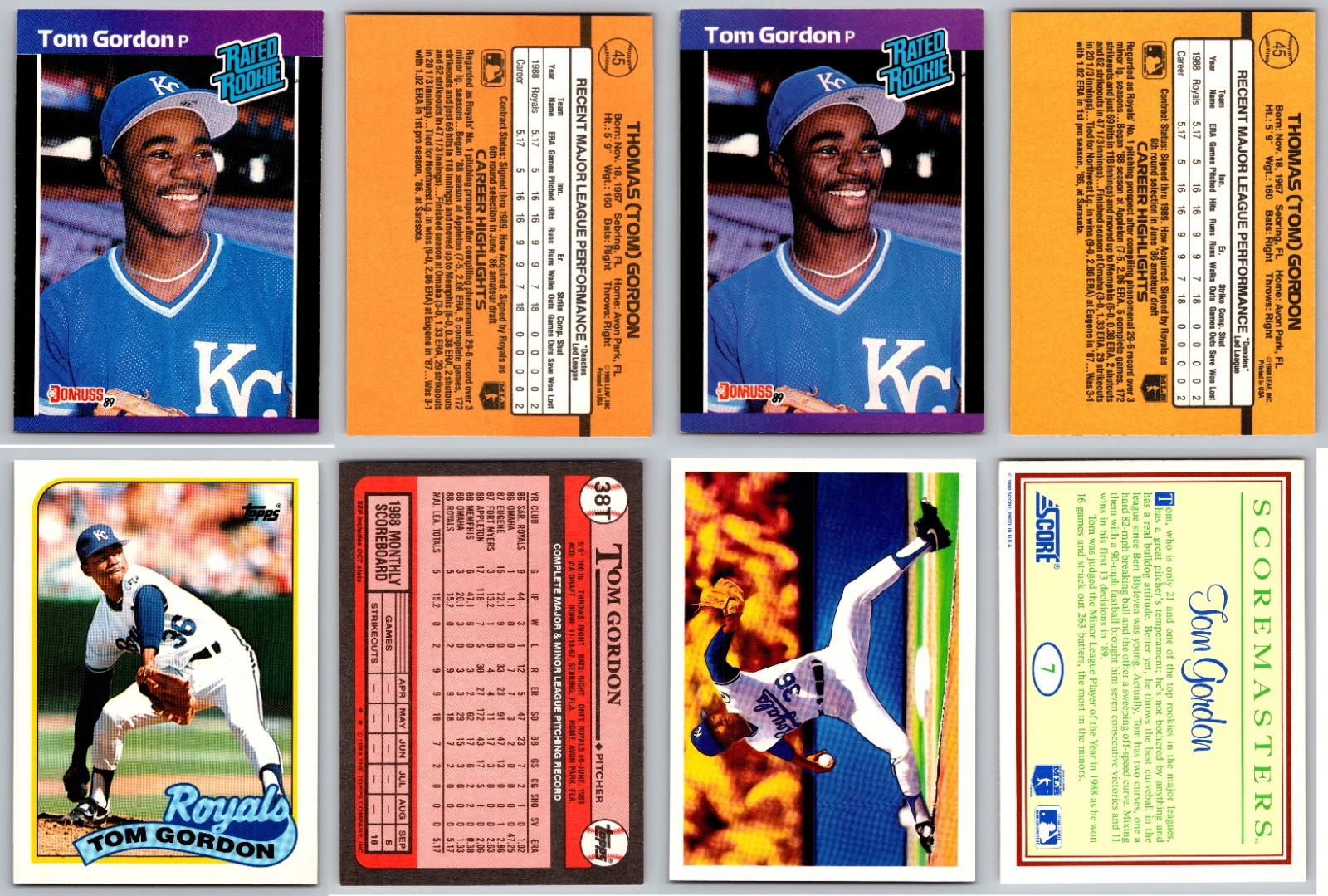 Tom Flash Gordon 4 Card Lot – Phillies / Royals / Red Sox / Cubs / Yankees – RC
