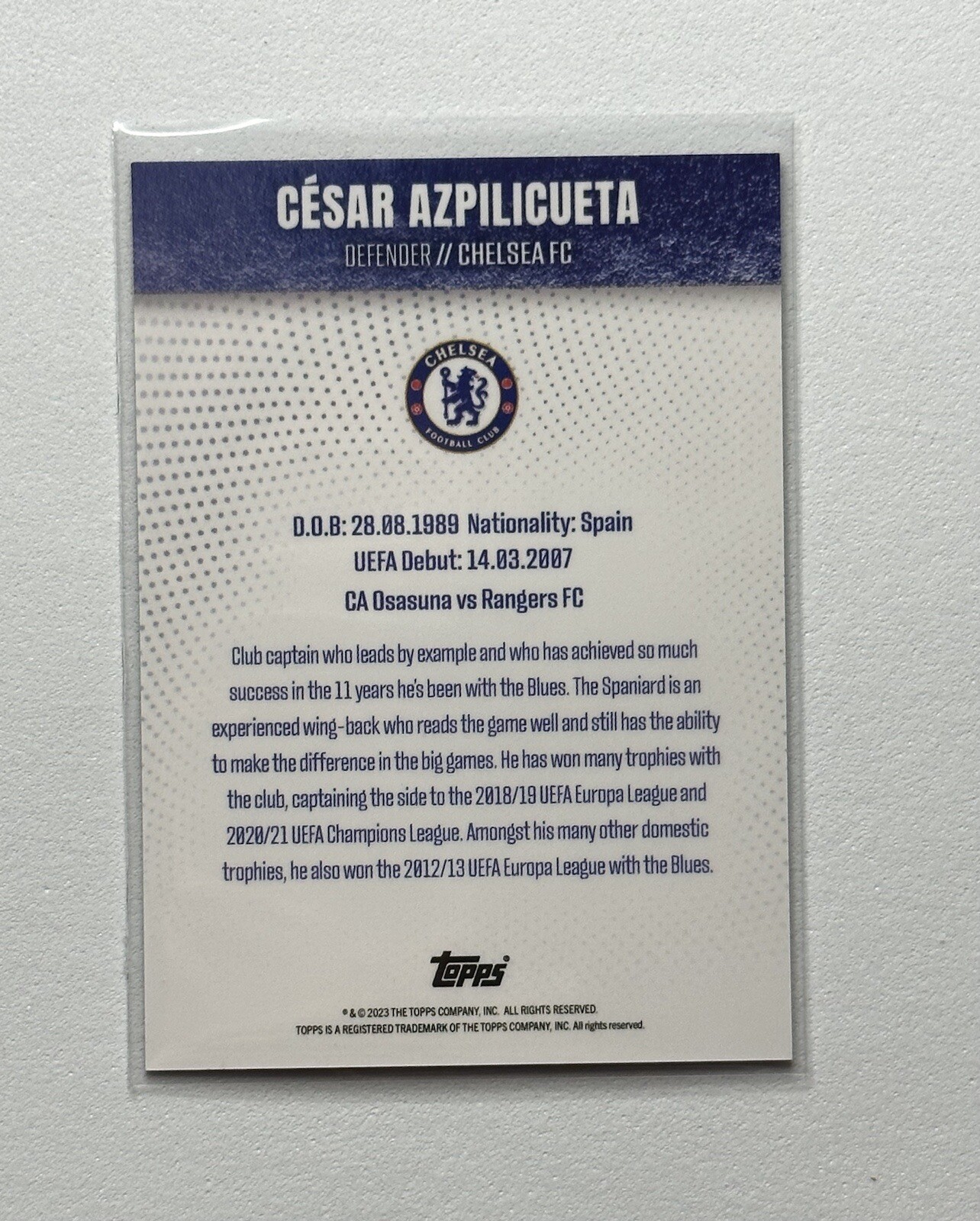 2023 Topps Chelsea Team Set Cesar Azpilicueta Red Parallel /10 Legend