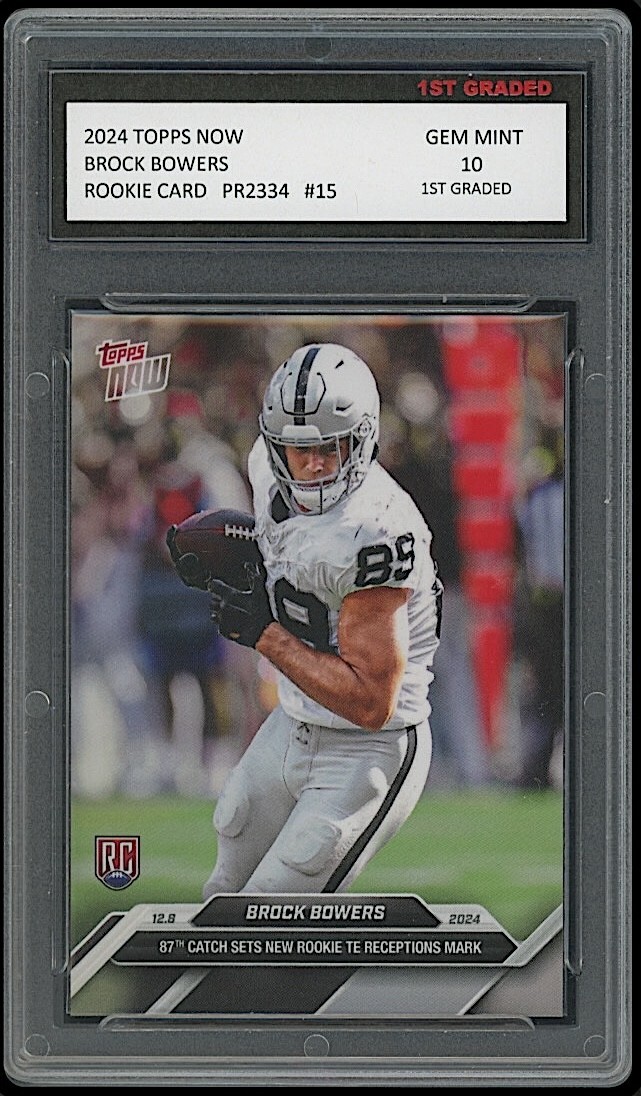 Brock Bowers 2024 Topps Now 1st Graded 10 NFL Rookie Card Las Vegas Raiders #15