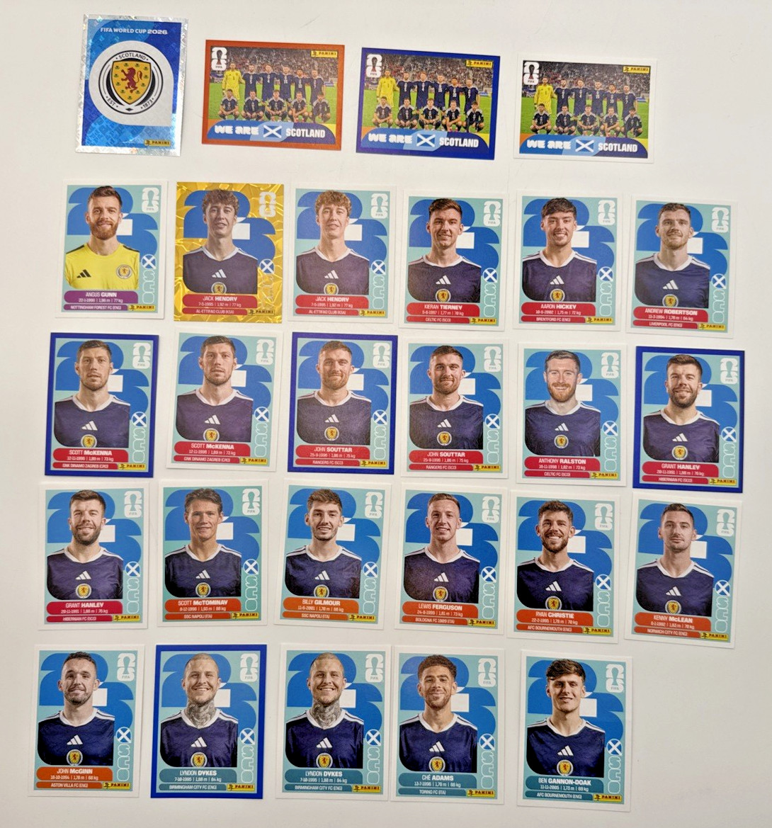 2026 100% Authentic Panini FIFA World Cup Scotland Stickers Team — You Pick