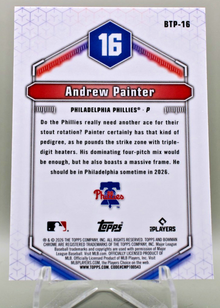 2026 Bowman Scouts Top 100 Prospects – Andrew Painter #BTP-16 Phillies
