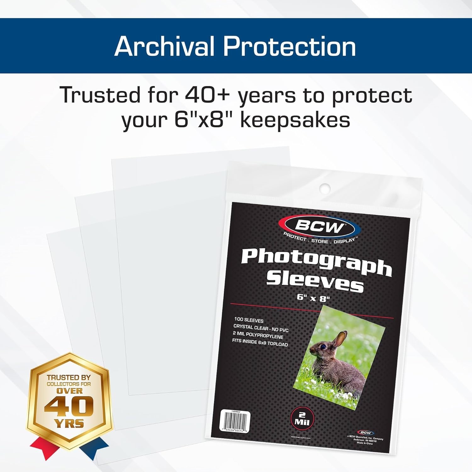 Photo Photograph Protection Sleeves 6×8 1 Pack of 100 Acid Free Archival Quality
