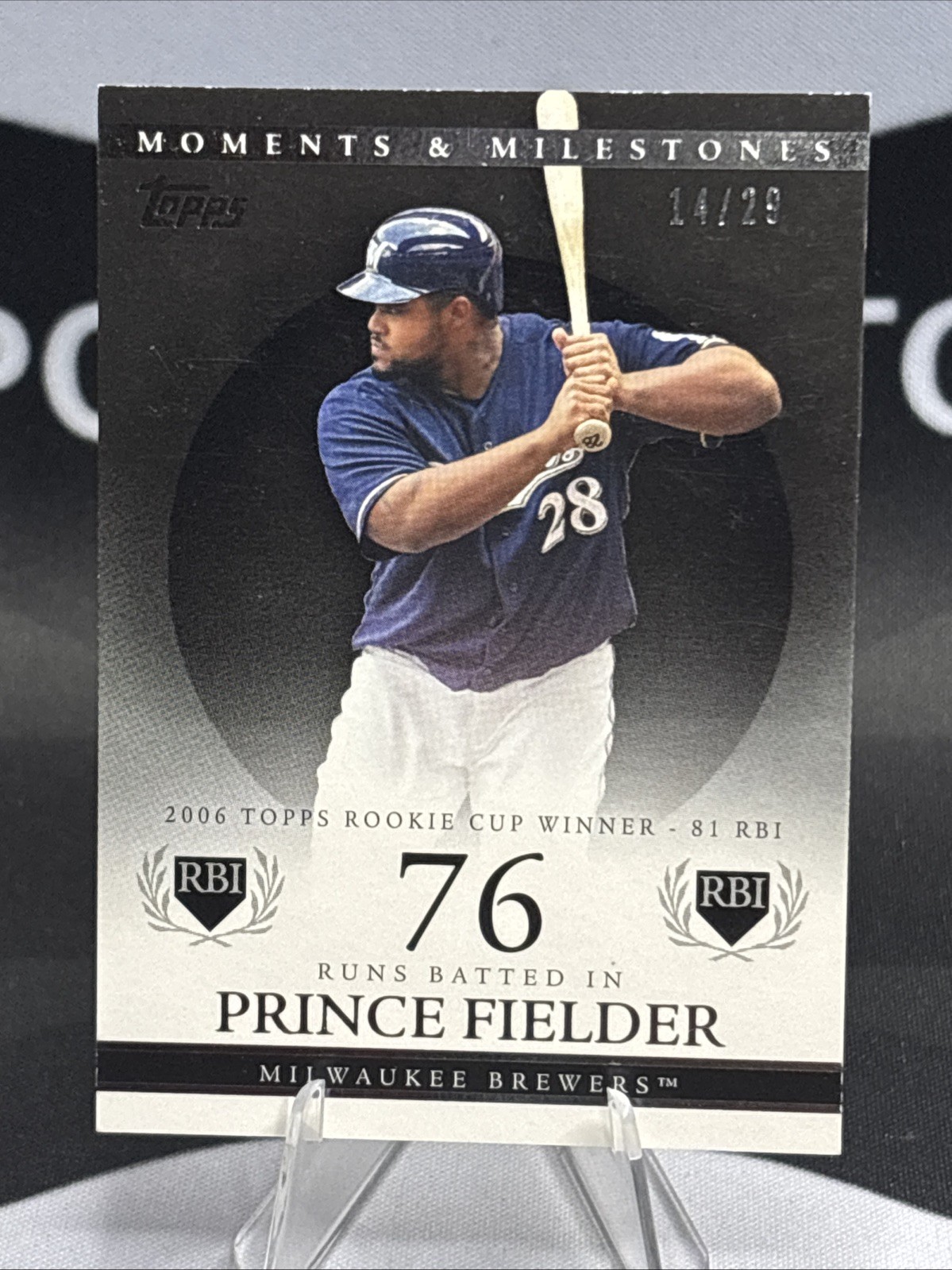 2007 Topps Moments & Milestones – Prince Fielder 76 RBI #59 Black /29