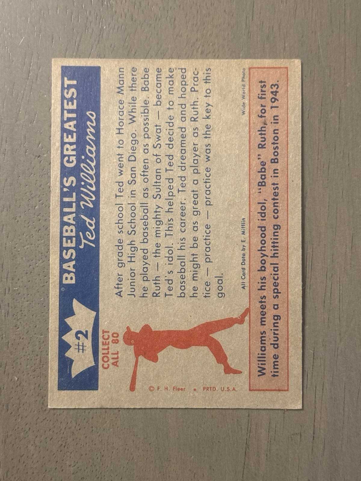 1959 FLEER TED WILLAIMS BASEBALL #1-80 EXNM/NM COMPLETE YOUR SET FREE SHIPPING