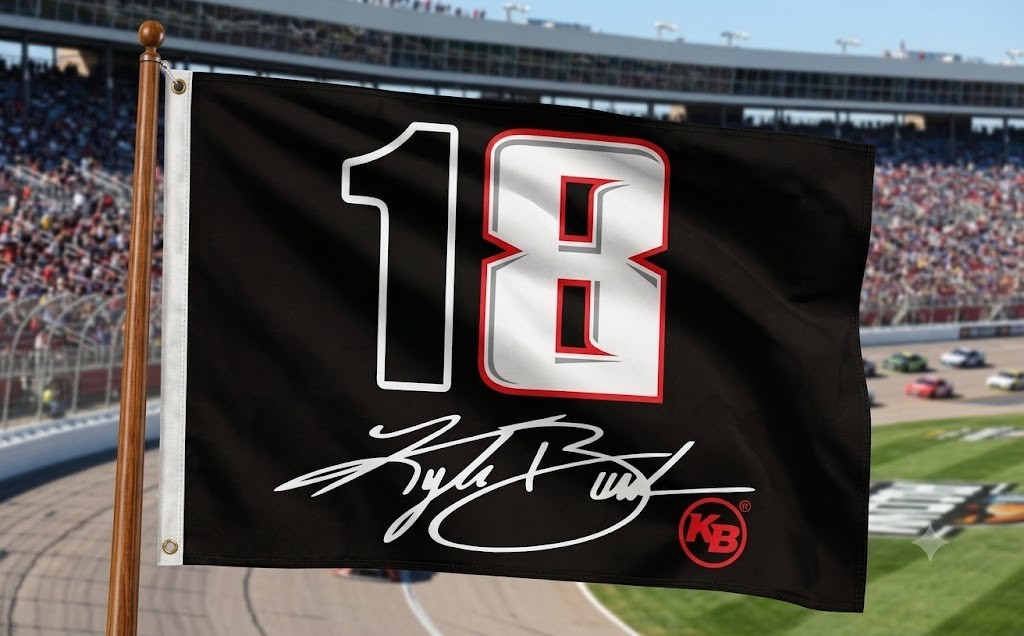 Kyle Busch #18 Team Logo Nascar Car Racing 2×3,3×5,5×8 FT Flag USA Fast Ship