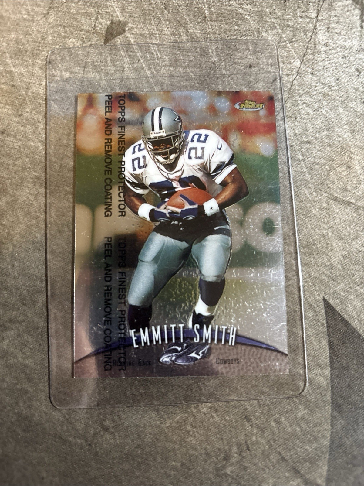 1998 Topps Finest-Emmitt Smith #160 Foil Refractor Protective Film Still On Top