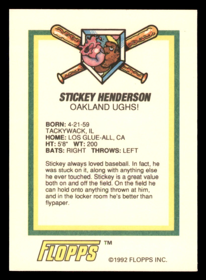 1992 Pro Set Flopps Stickey Henderson – Rickey Henderson – Parody