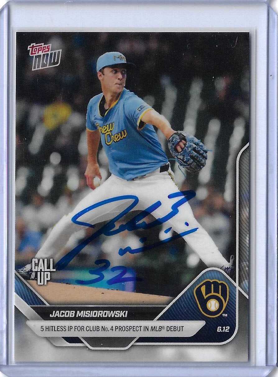 Jacob Misiorowski Autographed 2025 MLB Topps Now 291 Brewers Debut Call-Up Rook