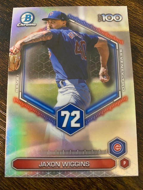 Jaxon Wiggins -2026 Bowman Chrome – Scouts Top 100 – RC – BTP-72 – Cubs