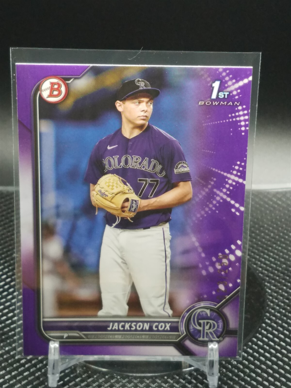 2022 Bowman Draft Jackson Cox Chrome Purple /250 Rockies