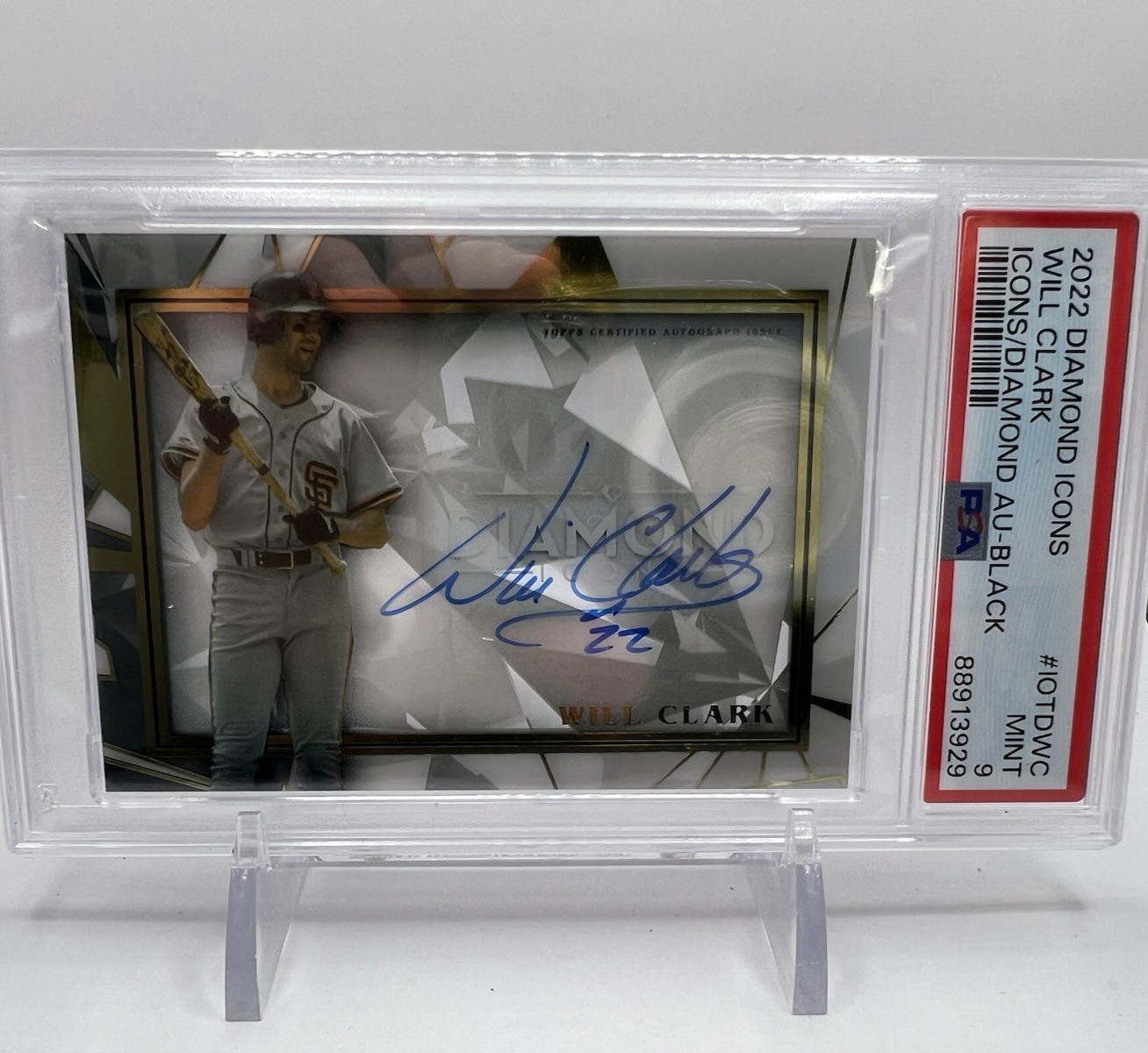 2022 Topps Diamond Icons Will Clark Black Clear Auto /5 PSA 9 Mint Giants