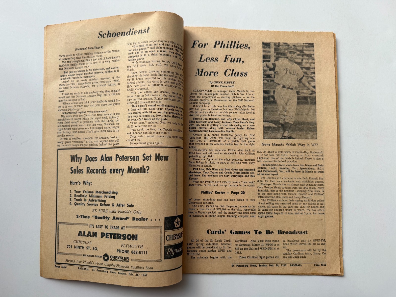 1967 Florida MLB Baseball SPRING TRAINING GUIDE Stan Musial St. Louis Cardinals