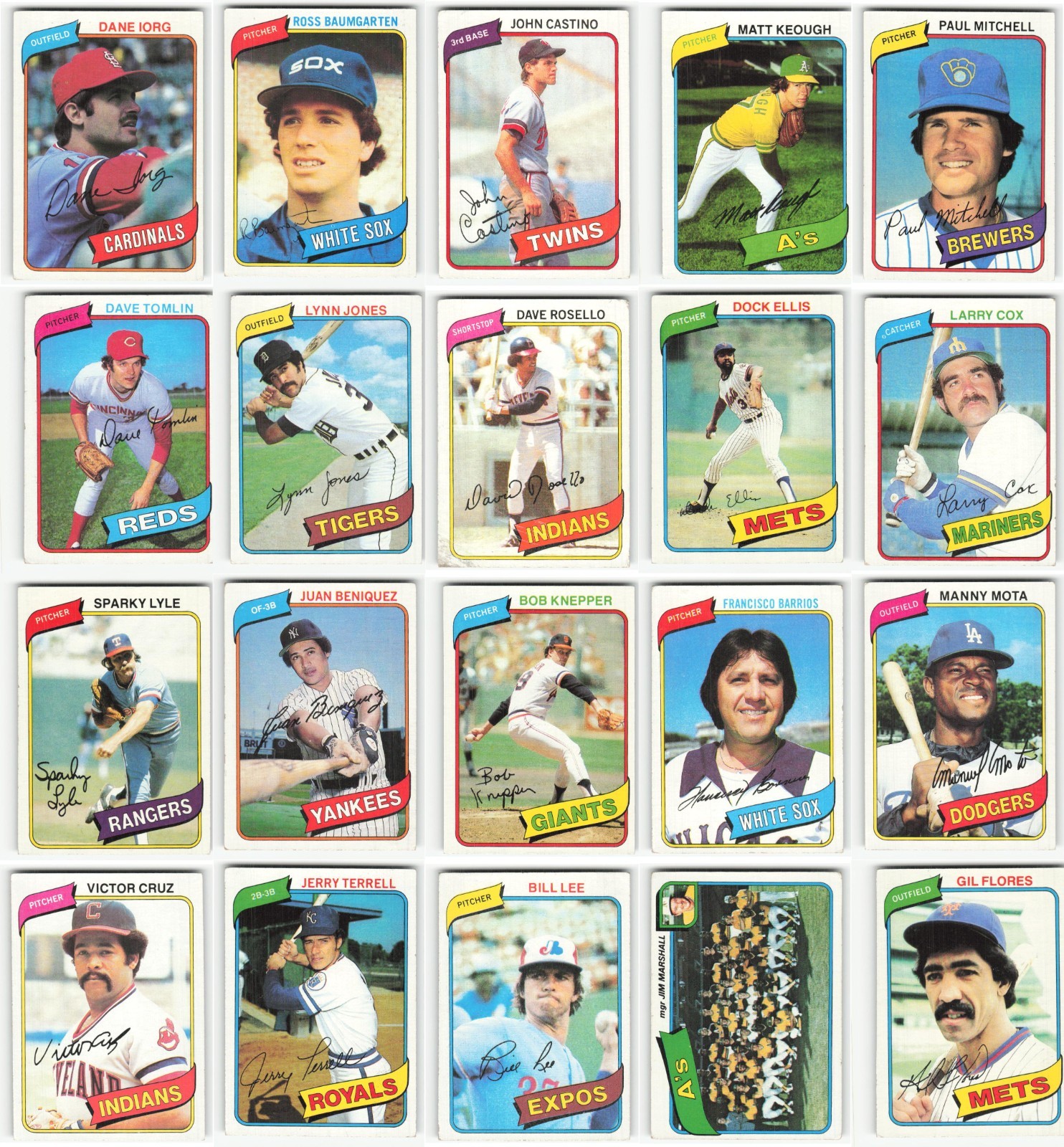 (100) 1980 Topps Lot MLB Baseball Cards Partial Set Collection