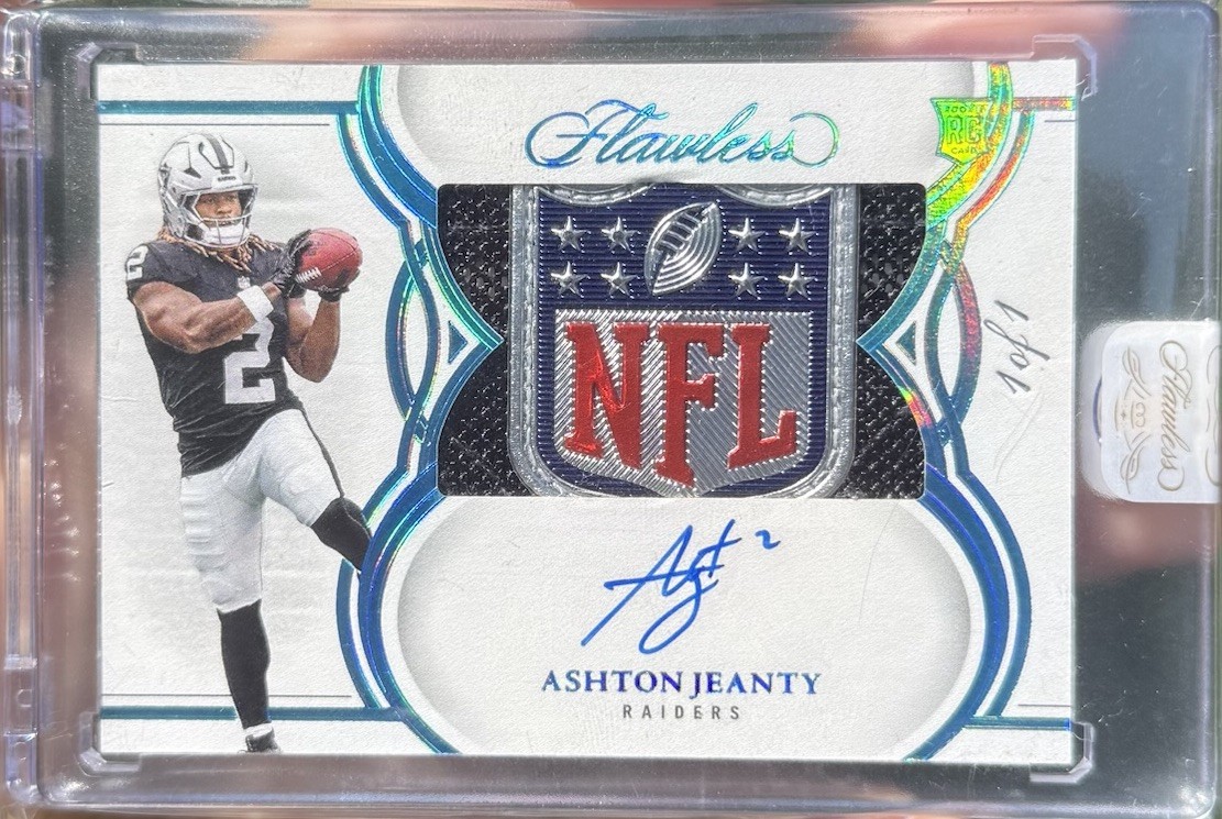 2025 Flawless Ashton Jeanty NFL SHIELD Auto 1/1 #LTS-AJY Sealed Raiders Rookie