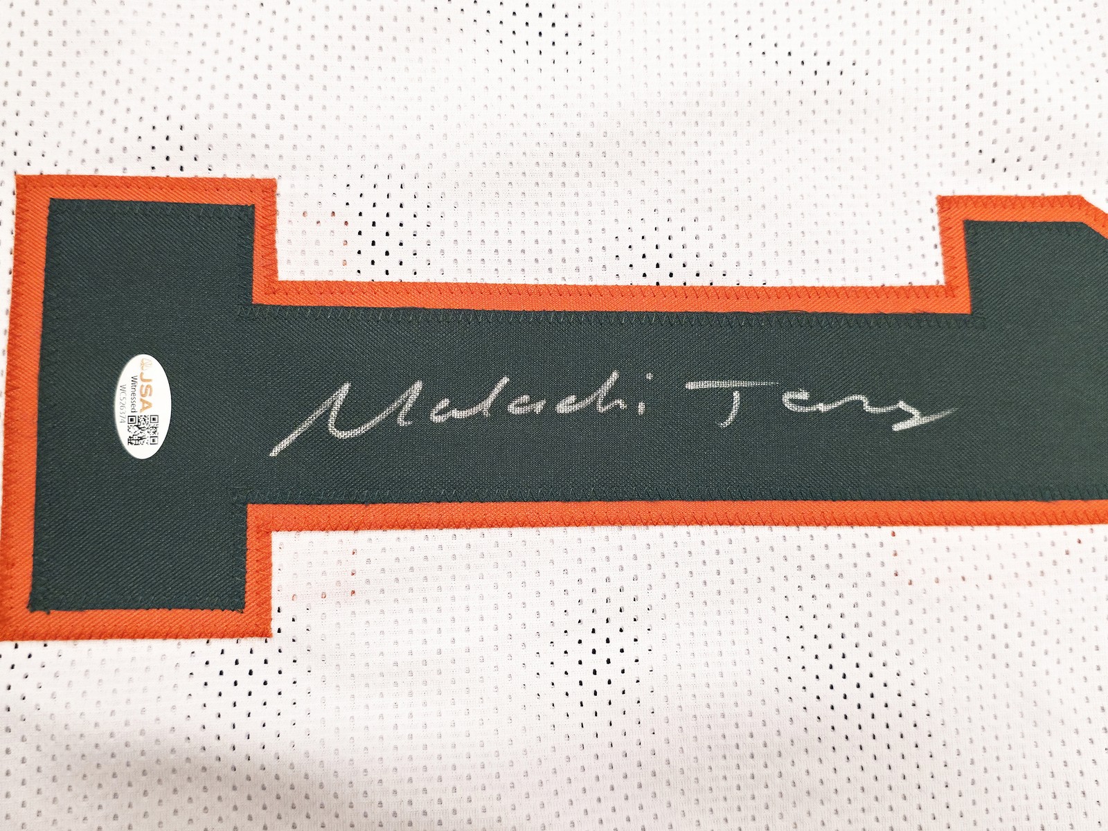 Miami Hurricanes Malachi Toney Signed White Jersey JSA Witness