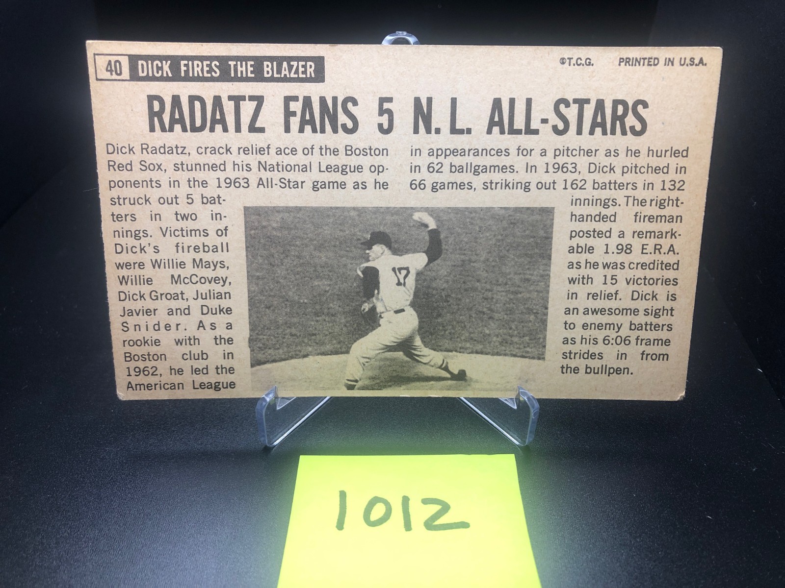 Topps – 1963 -Boston Red Sox (12) Vintage + (2) Giant Sized 1964 – Yastrzemski