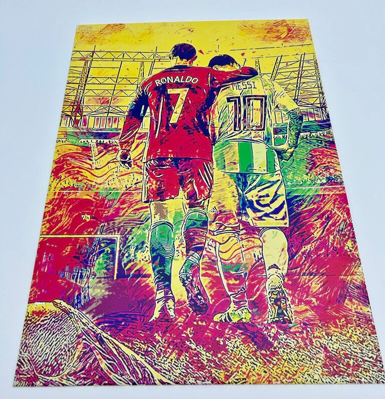 Ronaldo Messi Inspirational Metal Art Poster 17.7″ x 12.6″ Matte Displate Magnet