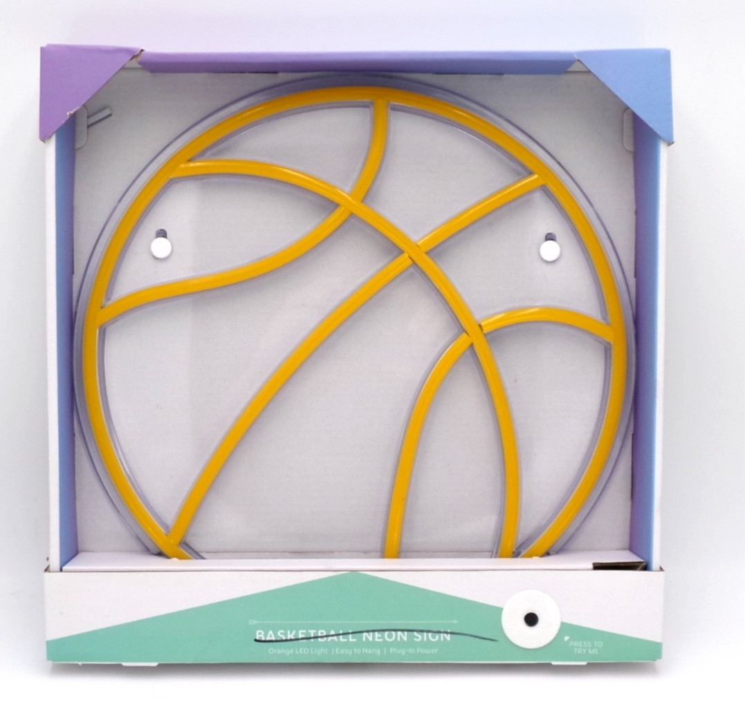 Basketball Lakers Led Neon 12.6×12.6 Inch Led Light, Lakers Yellow, White Sports