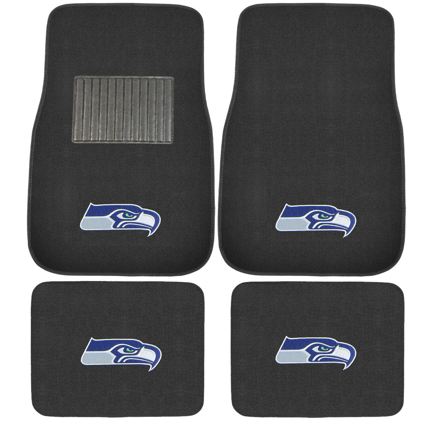 4PC NFL Seattle Seahawks Car Truck Black All Weather Carpet Floor Mats Set
