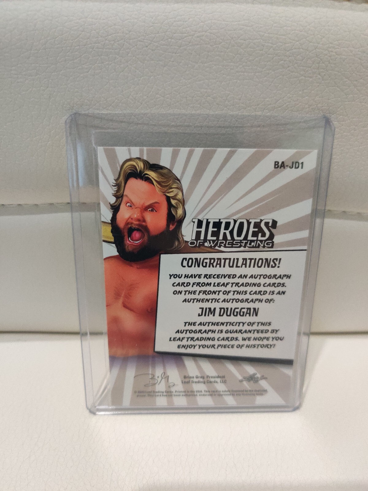 2023 Heroes Of Wrestling Jim Duggan “Hacksaw” Autographed Card WWE NEW Leaf