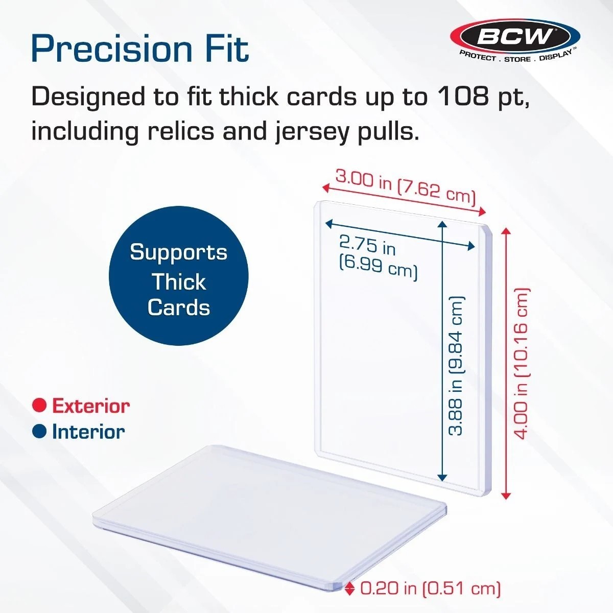NEW (2 x 10) 20- 3×4 BCW 2.75 mm 108 pt. Toploaders -Sport/Trading/Gaming Card