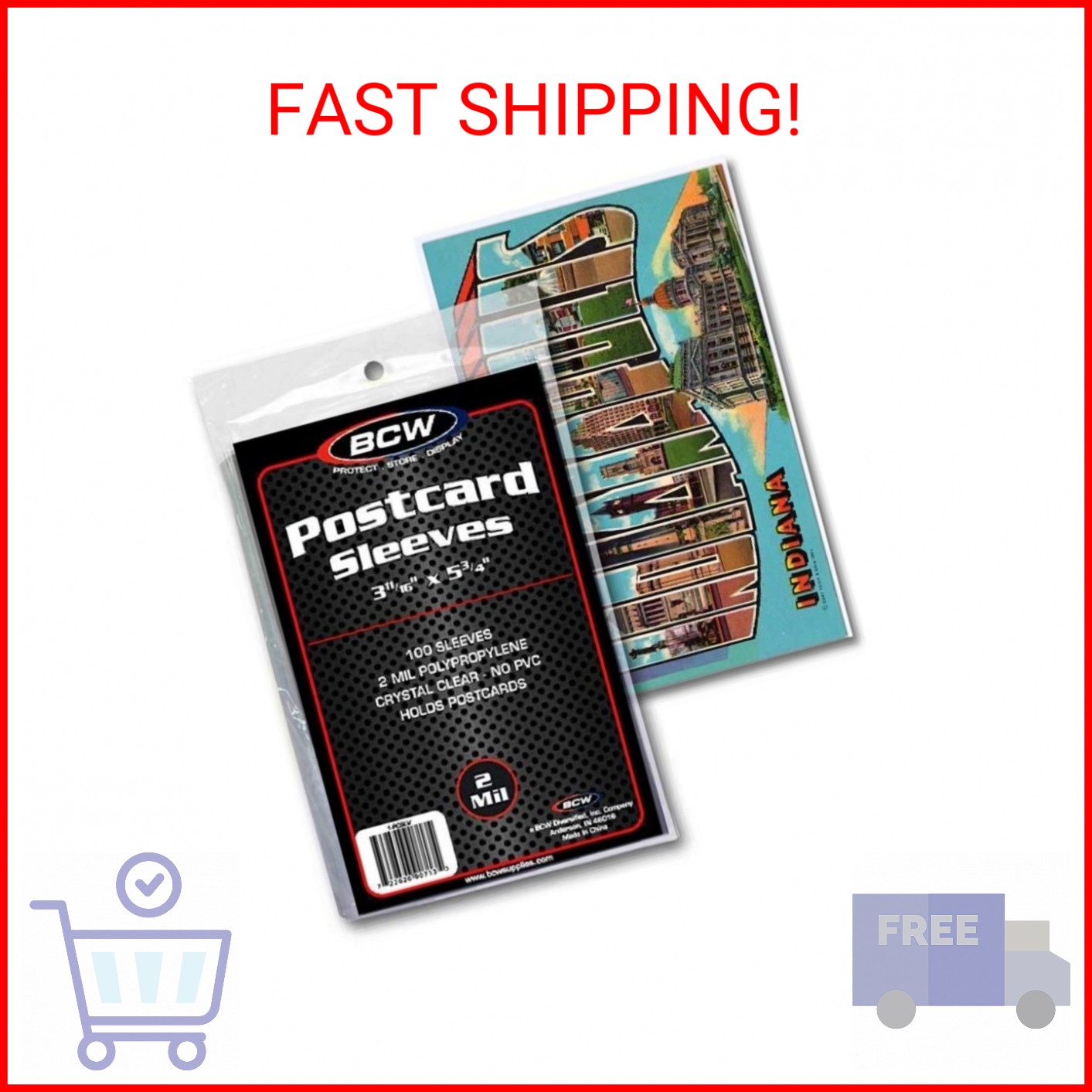 BCW Postcard Sleeves – 3.5×5 Archival Sleeves for Postcard Storage | Clear Polyp