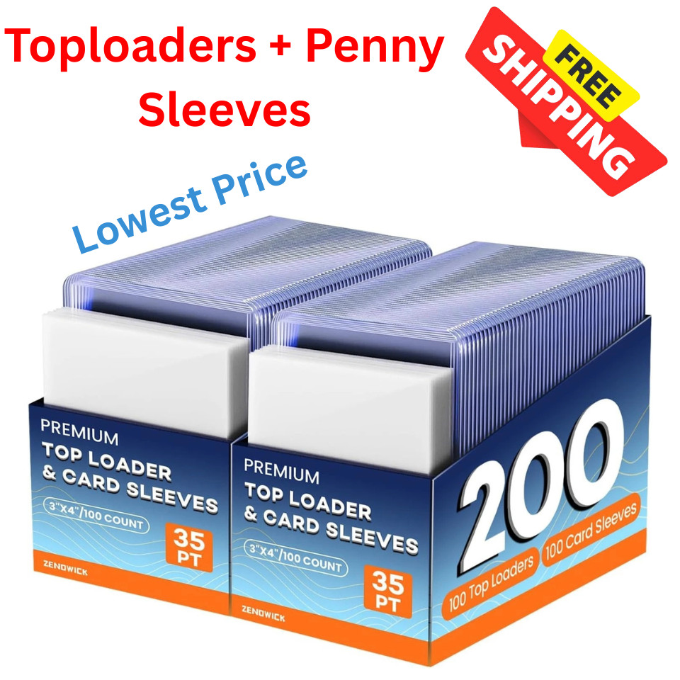 200 Trading Card Sleeves & Holders – 100 Hard 3″x4″ Toploaders + 100 Soft Penny.