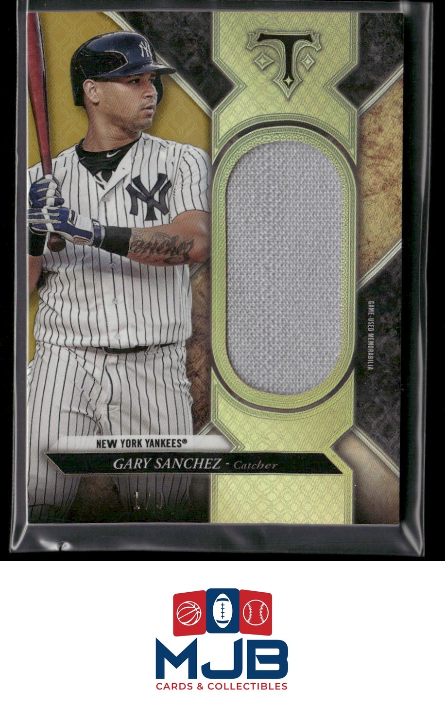 2017 Topps Triple Threads Gary Sanchez Jumbo Unity Relics Gold #/9 #SJR-GRS