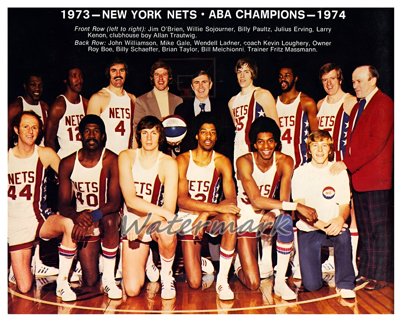 1973 – 74 ABA World Champion New York Nets Team Picture Erving 8 X 10 Photo