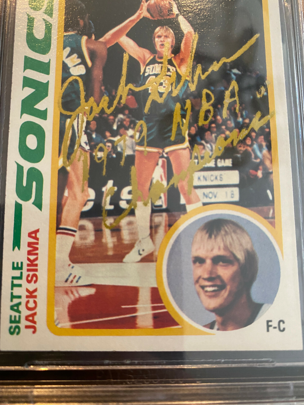 Jack Sikma Signed 1978-79 Topps RC Card #117 BGS Encapsulated Gold Sharpie Inscr