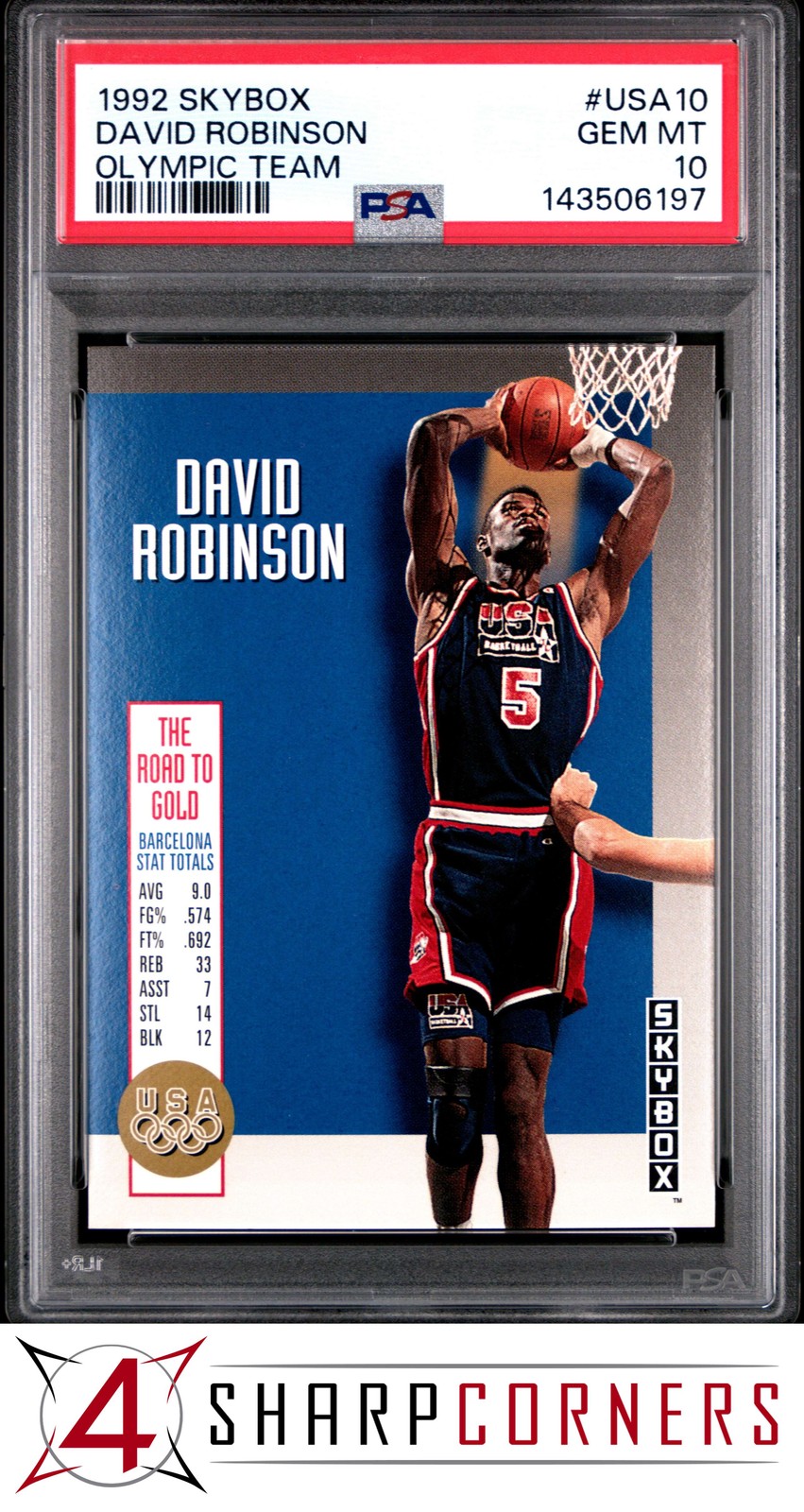 1992 SKYBOX OLYMPIC TEAM #USA10 DAVID ROBINSON HOF PSA 10