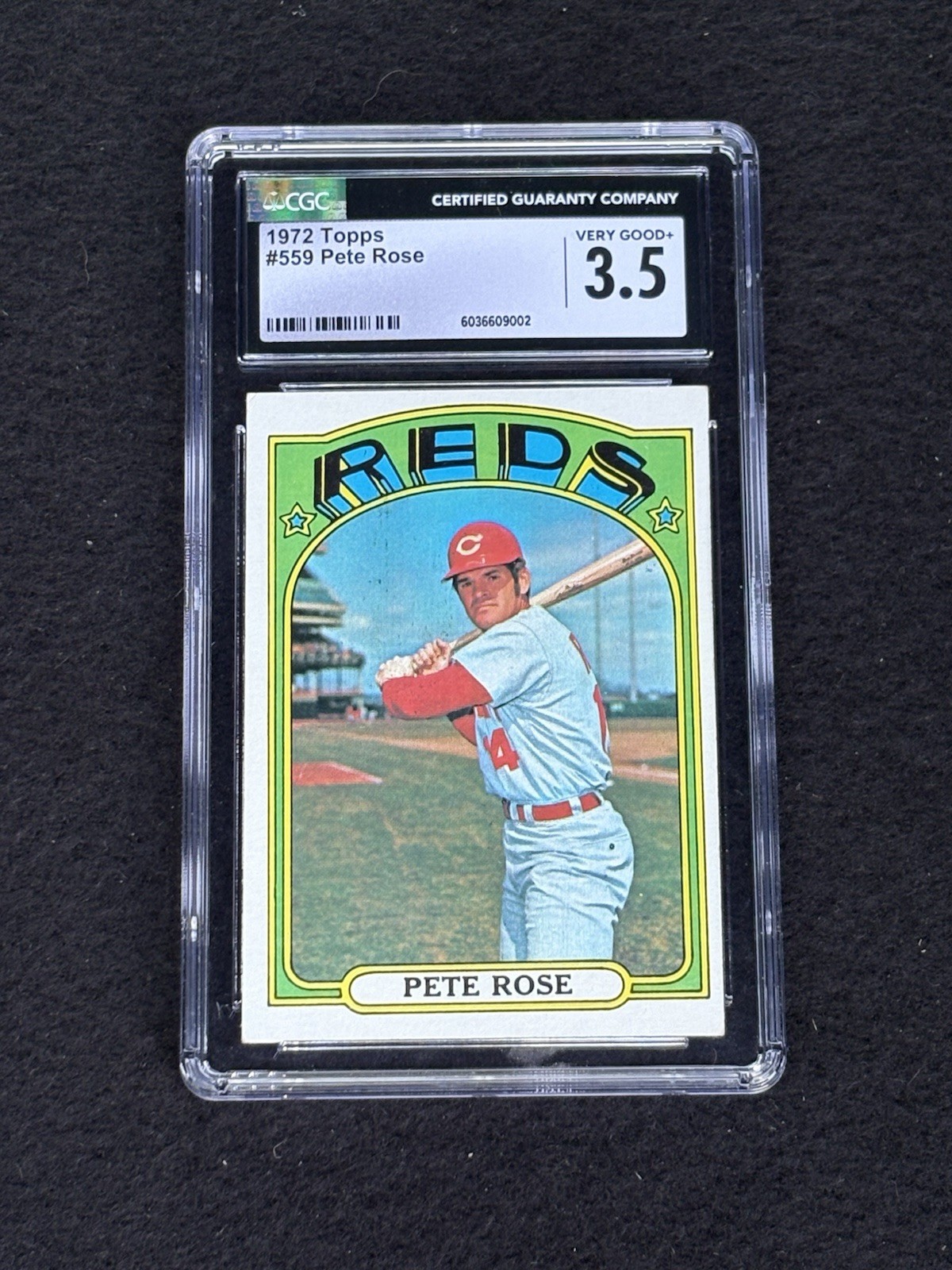 1972 Topps #559 Pete Rose Cincinnati Reds Graded CGC 3.5 VG+