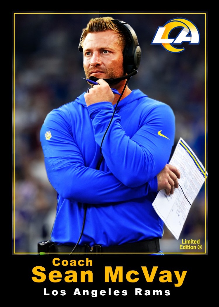 Coach Sean McVay LA Rams ACEO card #24 numbered & signed by the artist