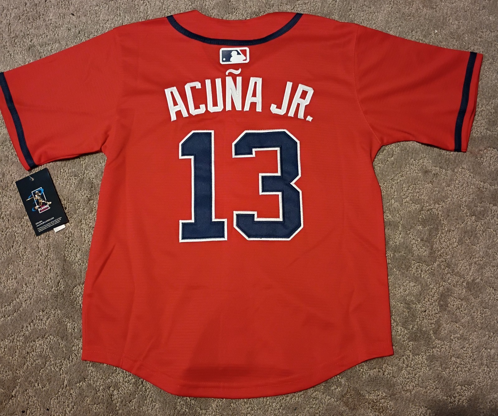 Youth Medium l Ronald Acuna Jr Classic Red Jersey Stitched Atlanta Braves NWT!!