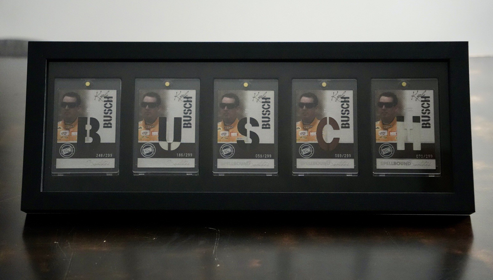 2010 Press Pass Kyle Busch COMPLETE SPELLBOUND PATCH SET /299 IN 5 CARD FRAME 🙏