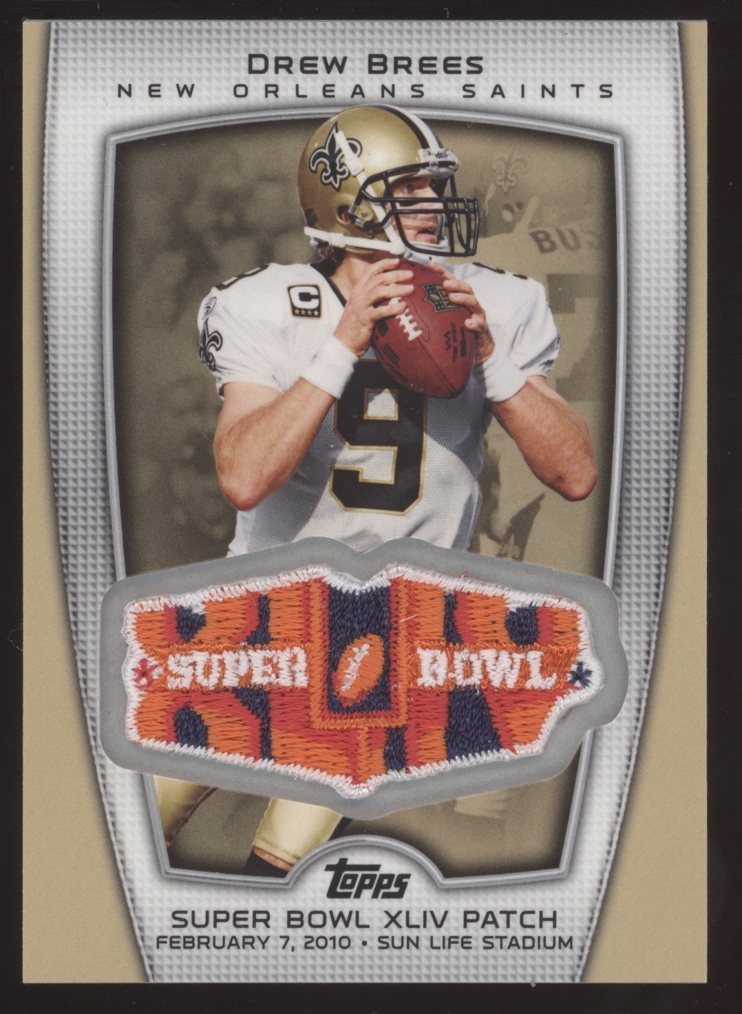 2010 Topps Complete Set SUPER BOWl XLIV PATCH Insert #TRGT-4 Drew Brees HOF 2026