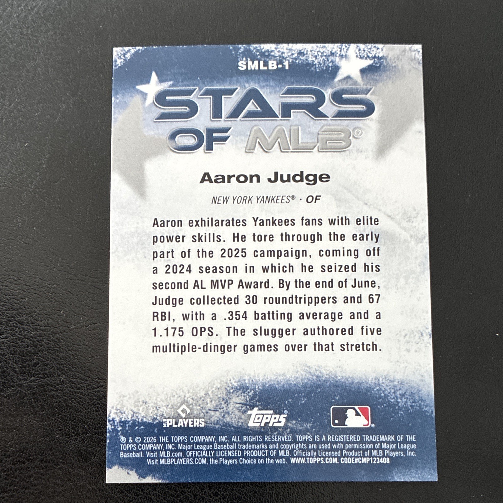2026 Topps Stars of MLB Aaron Judge New York Yankees 2-Card Lot #SMLB-1