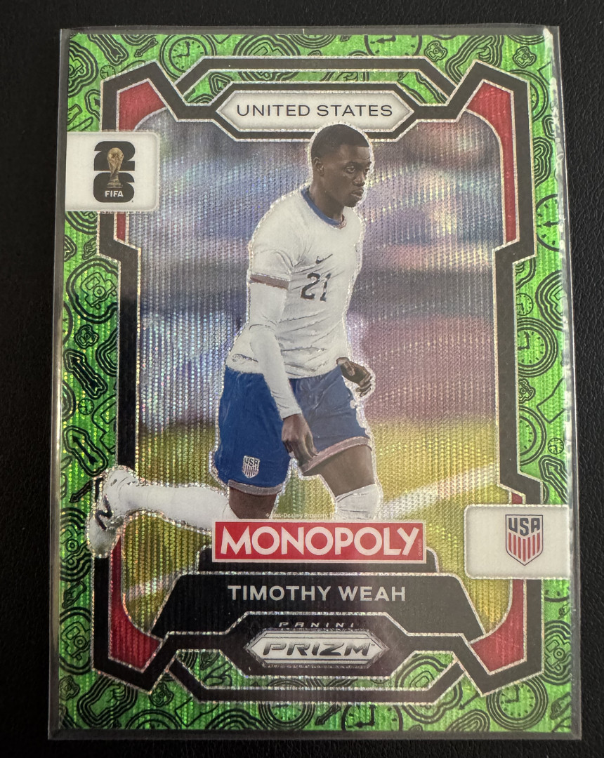 2026 Panini Prizm Monopoly World Cup | Timothy Weah Four Corners Green Wave #71
