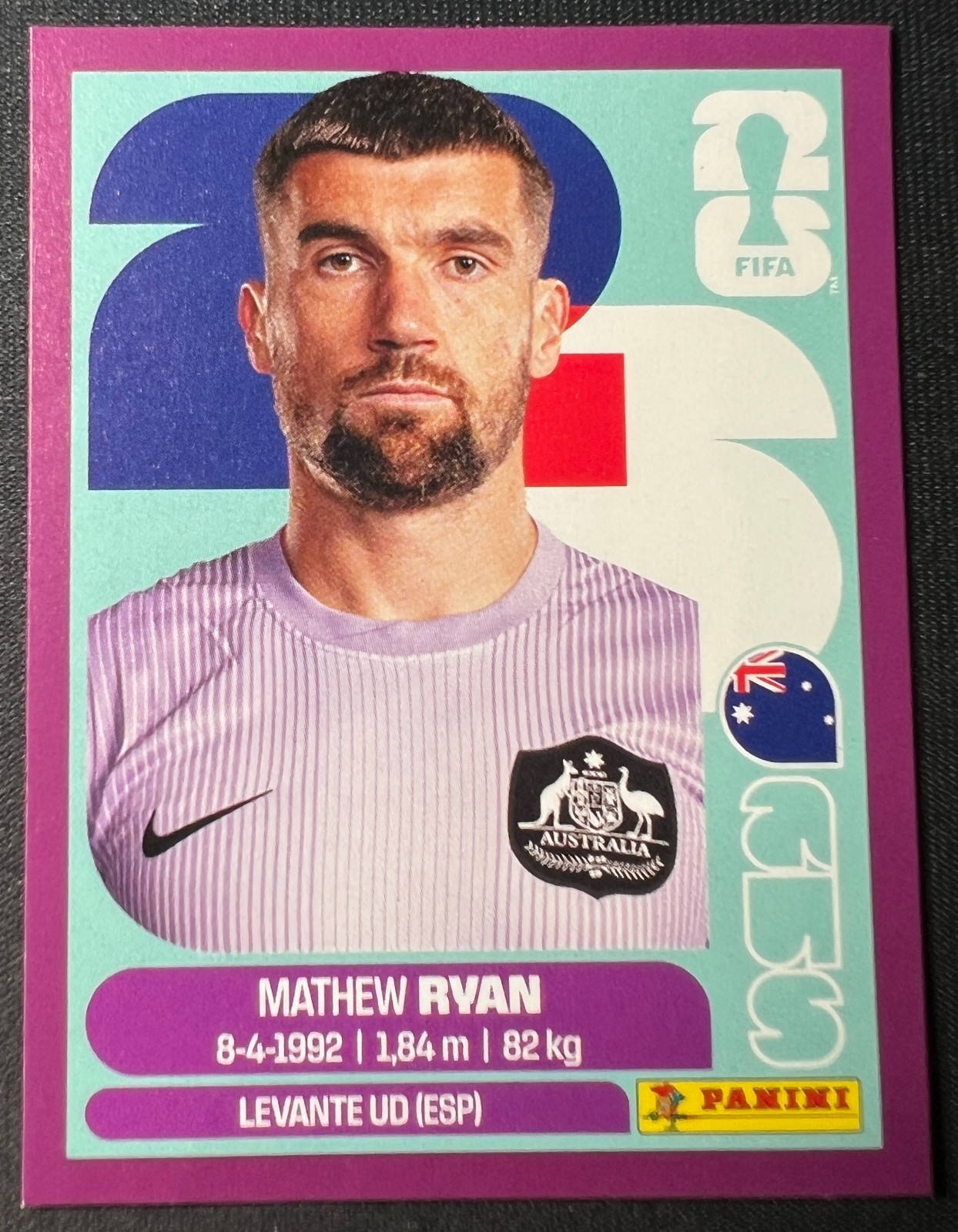 2026 Panini FIFA World Cup Matthew Ryan Australia AUS 2 Purple Parallel Sticker