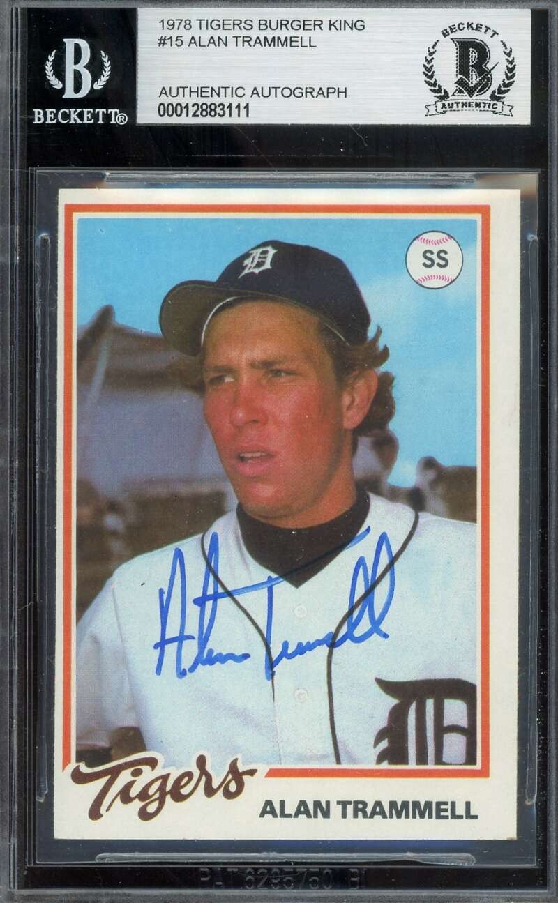 Alan Trammell Beckett BAS Signed 1978 Tigers Burger King Rookie Autograph