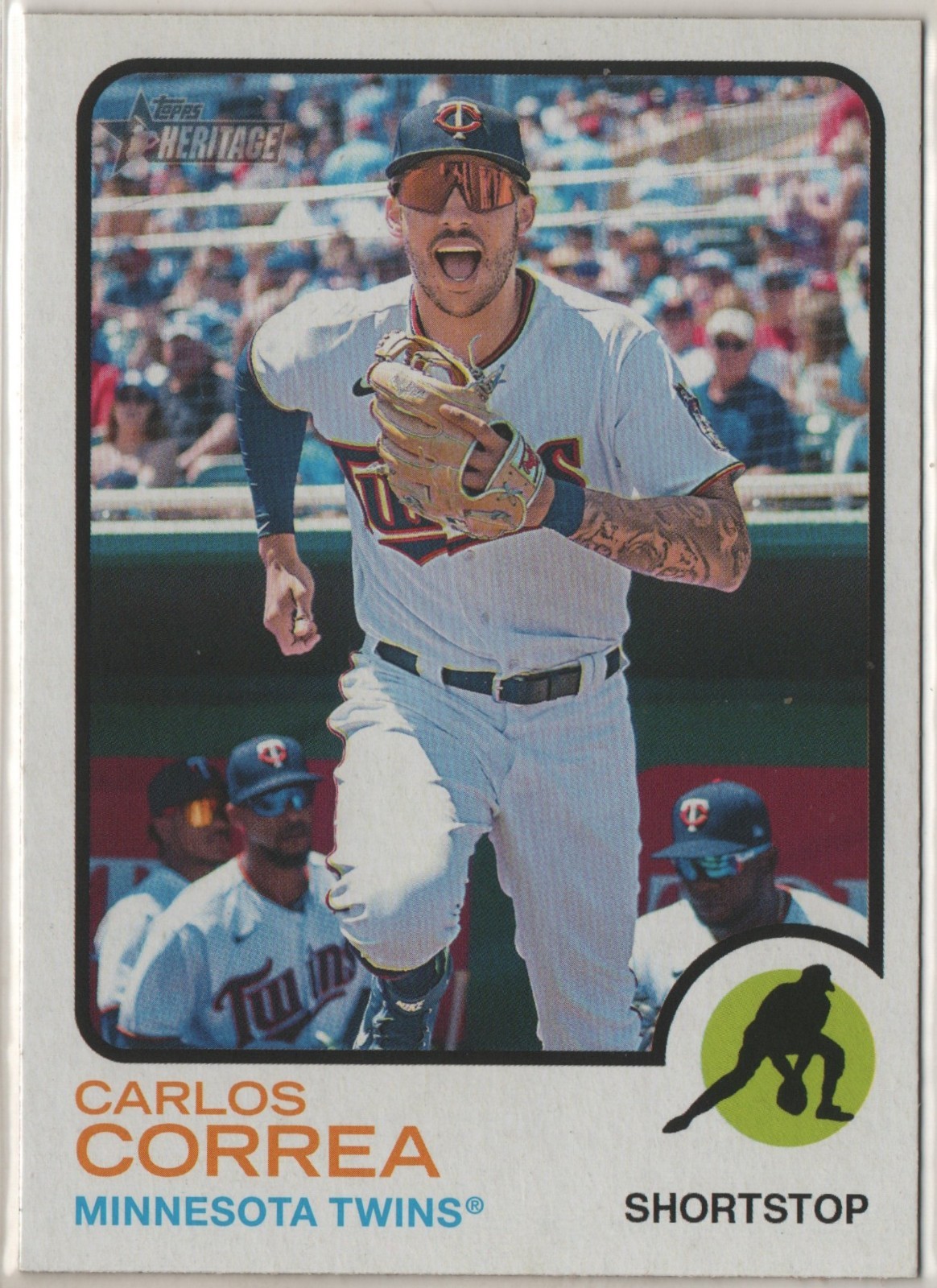 Carlos Correa 2022 Topps Heritage High Numbers Image Variation SP Card #672