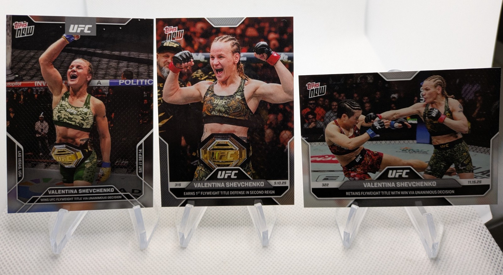 Lot of 3 Base Topps Now UFC Valentina Shevchenko UFC 306 (UFC Noche), 315, 322
