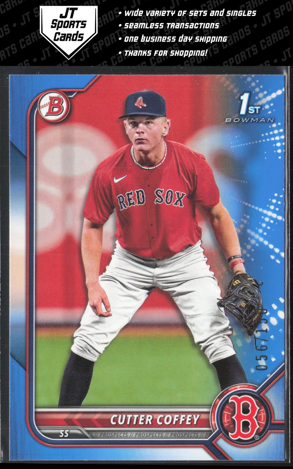 2022 Bowman Draft Cutter Coffey BD-200 1st Blue Paper /150 | Boston Red Sox