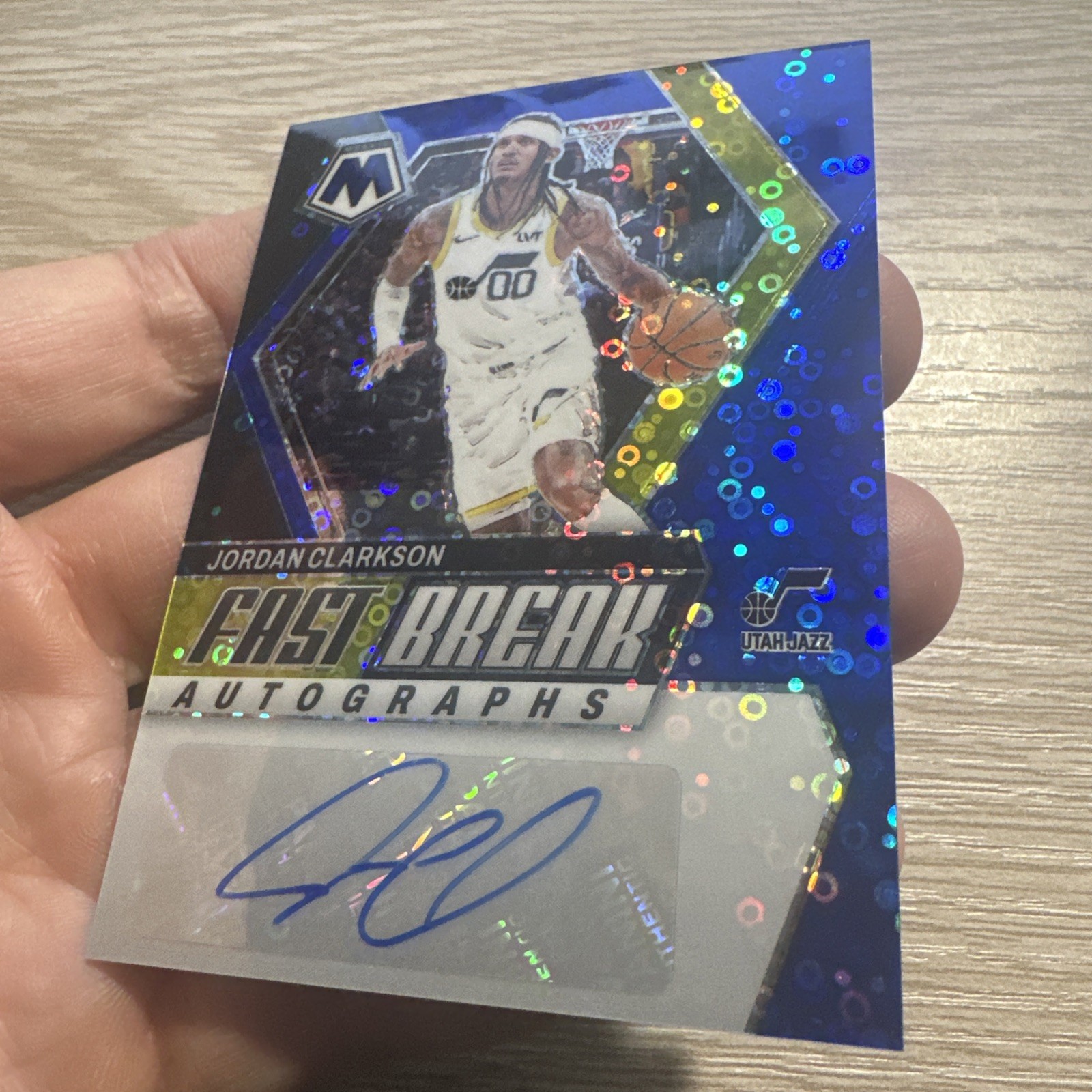 Jordan Clarkson 2023-24 Panini Mosaic Auto Fast Break Disco Blue /25 KNICKS 🏆🏆