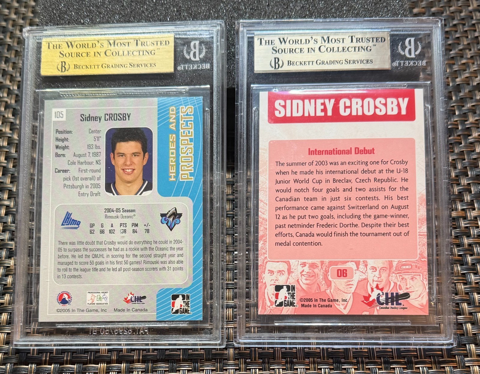 Sidney Crosby 2018-19 OPC Platinum Houndstooth Black RB /25 (17 Card Mixed Lot )